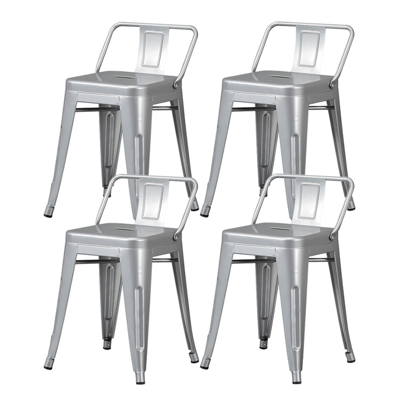 Industrial Style Metal Bar-stool Square Seat Counter Stool for Kitchen Bar Textured Silver 4 Piece Set Short Stool(18"H) Clearhalo 'Bar Furniture' 'Bar Stools' 'bar_stools' 'furn' 'furn_bar_stools' 'furniture_bar_stools' 'Kitchen & Dining Furniture' 'kitchen&dining_furn' 'kitchen' 'kitchen_furn' Furniture' 4620793