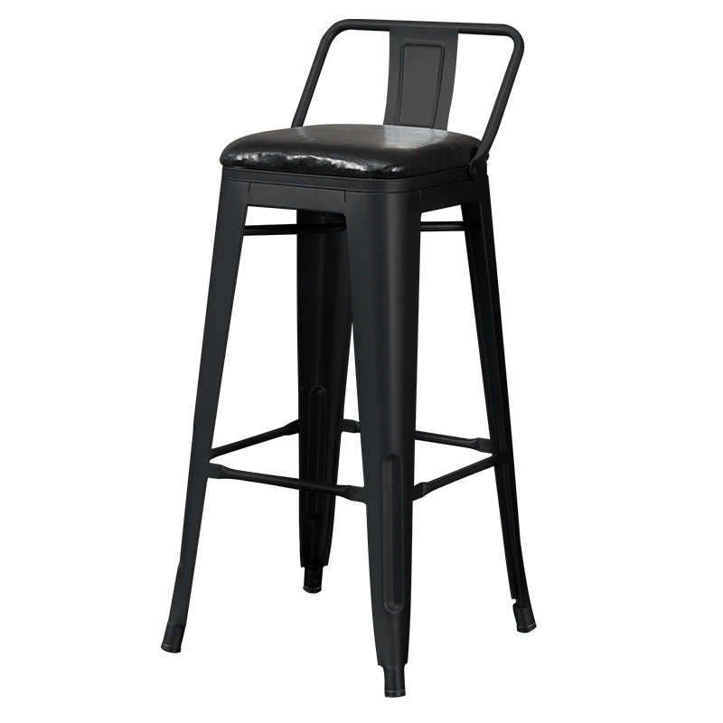 Industrial Style Metal Bar-stool Square Seat Counter Stool for Kitchen Bar Gloss Black 1 Piece Bar Stool(30"H) Clearhalo 'Bar Furniture' 'Bar Stools' 'bar_stools' 'furn' 'furn_bar_stools' 'furniture_bar_stools' 'Kitchen & Dining Furniture' 'kitchen&dining_furn' 'kitchen' 'kitchen_furn' Furniture' 4620794