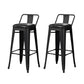 Industrial Style Metal Bar-stool Square Seat Counter Stool for Kitchen Bar Gloss Black 2 Piece Set Bar Stool(30"H) Clearhalo 'Bar Furniture' 'Bar Stools' 'bar_stools' 'furn' 'furn_bar_stools' 'furniture_bar_stools' 'Kitchen & Dining Furniture' 'kitchen&dining_furn' 'kitchen' 'kitchen_furn' Furniture' 4620795