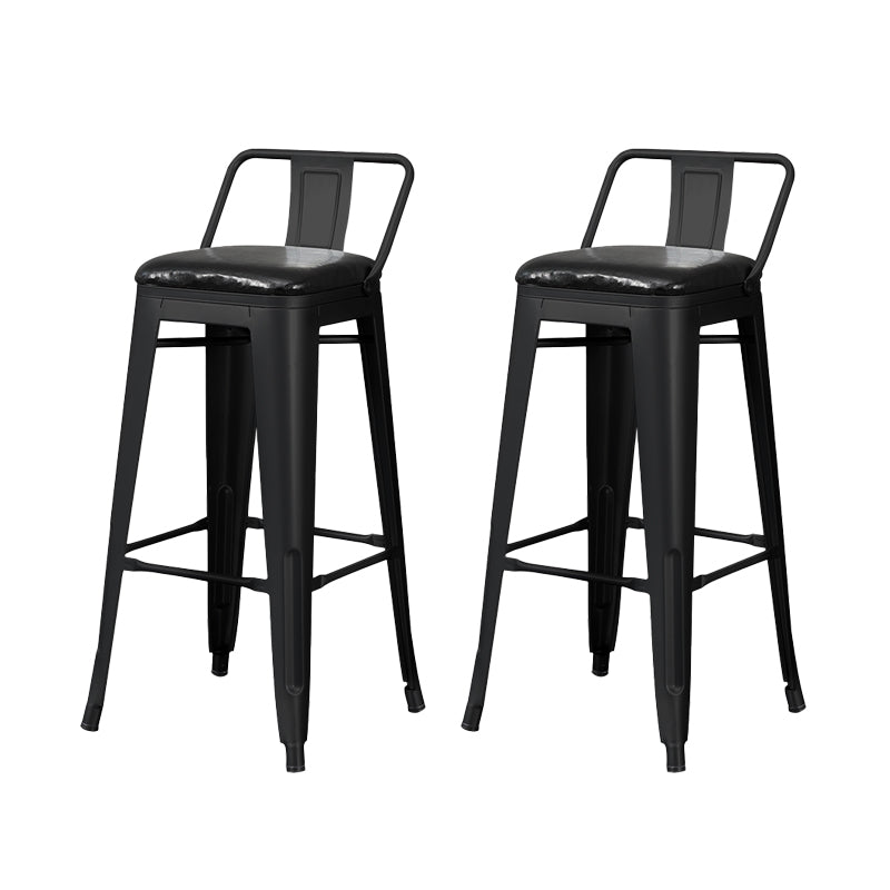 Industrial Style Metal Bar-stool Square Seat Counter Stool for Kitchen Bar Gloss Black 2 Piece Set Bar Stool(30"H) Clearhalo 'Bar Furniture' 'Bar Stools' 'bar_stools' 'furn' 'furn_bar_stools' 'furniture_bar_stools' 'Kitchen & Dining Furniture' 'kitchen&dining_furn' 'kitchen' 'kitchen_furn' Furniture' 4620795