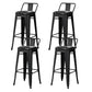 Industrial Style Metal Bar-stool Square Seat Counter Stool for Kitchen Bar Gloss Black 4 Piece Set Bar Stool(30"H) Clearhalo 'Bar Furniture' 'Bar Stools' 'bar_stools' 'furn' 'furn_bar_stools' 'furniture_bar_stools' 'Kitchen & Dining Furniture' 'kitchen&dining_furn' 'kitchen' 'kitchen_furn' Furniture' 4620796