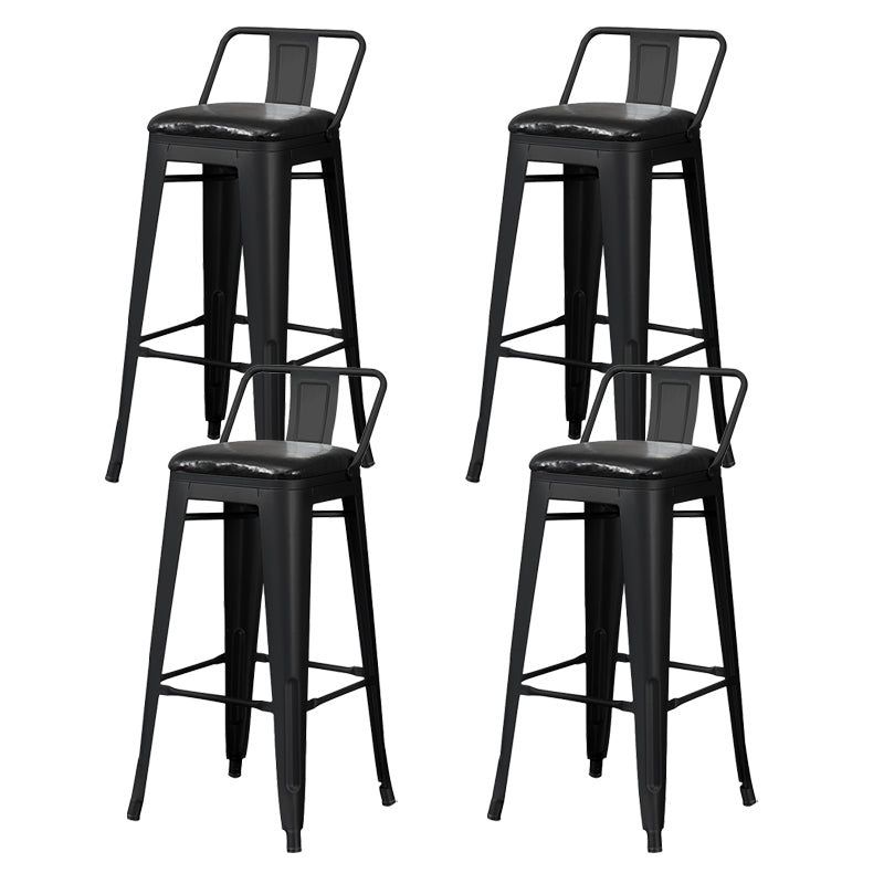 Industrial Style Metal Bar-stool Square Seat Counter Stool for Kitchen Bar Gloss Black 4 Piece Set Bar Stool(30"H) Clearhalo 'Bar Furniture' 'Bar Stools' 'bar_stools' 'furn' 'furn_bar_stools' 'furniture_bar_stools' 'Kitchen & Dining Furniture' 'kitchen&dining_furn' 'kitchen' 'kitchen_furn' Furniture' 4620796