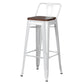 Industrial Style Metal Bar-stool Square Seat Counter Stool for Kitchen Bar Gloss White 1 Piece Bar Stool(30"H) Clearhalo 'Bar Furniture' 'Bar Stools' 'bar_stools' 'furn' 'furn_bar_stools' 'furniture_bar_stools' 'Kitchen & Dining Furniture' 'kitchen&dining_furn' 'kitchen' 'kitchen_furn' Furniture' 4620800