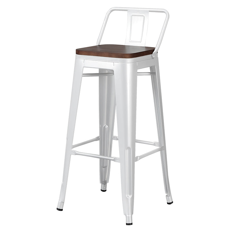 Industrial Style Metal Bar-stool Square Seat Counter Stool for Kitchen Bar Gloss White 1 Piece Bar Stool(30"H) Clearhalo 'Bar Furniture' 'Bar Stools' 'bar_stools' 'furn' 'furn_bar_stools' 'furniture_bar_stools' 'Kitchen & Dining Furniture' 'kitchen&dining_furn' 'kitchen' 'kitchen_furn' Furniture' 4620800