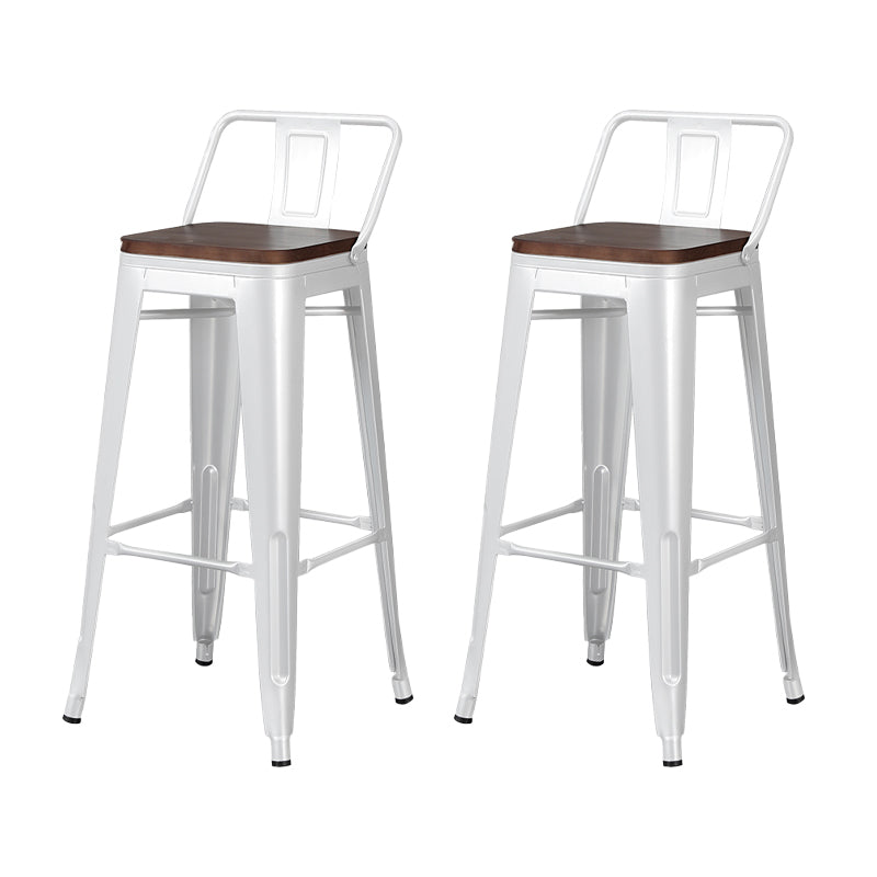 Industrial Style Metal Bar-stool Square Seat Counter Stool for Kitchen Bar Gloss White 2 Piece Set Bar Stool(30"H) Clearhalo 'Bar Furniture' 'Bar Stools' 'bar_stools' 'furn' 'furn_bar_stools' 'furniture_bar_stools' 'Kitchen & Dining Furniture' 'kitchen&dining_furn' 'kitchen' 'kitchen_furn' Furniture' 4620801
