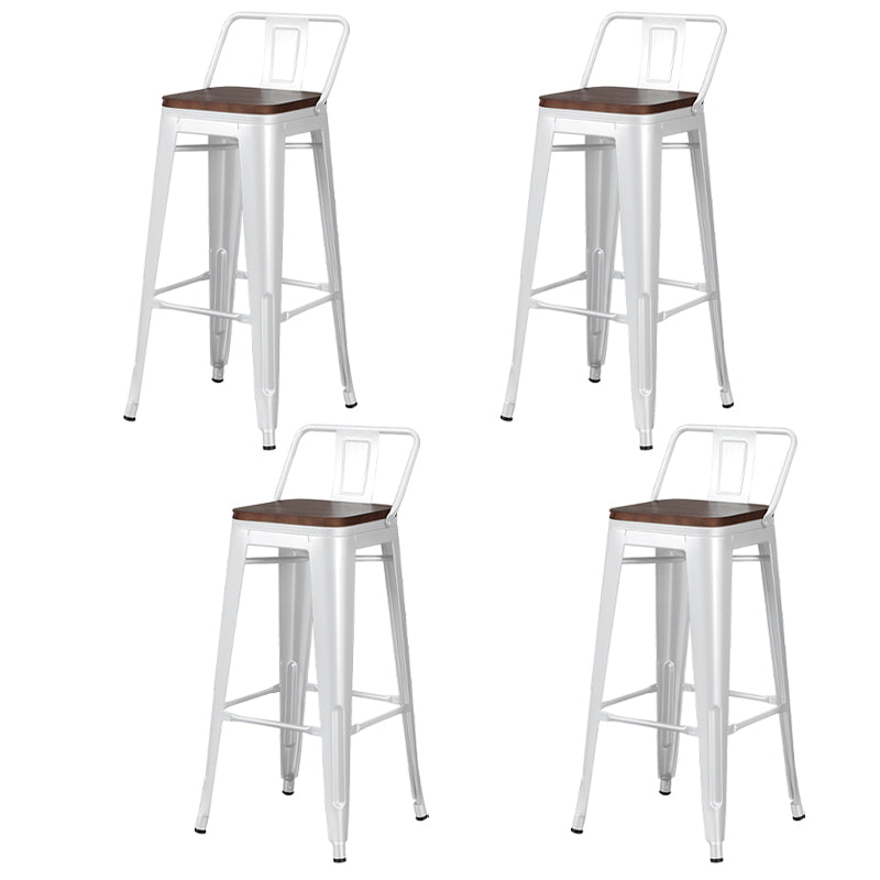 Industrial Style Metal Bar-stool Square Seat Counter Stool for Kitchen Bar Gloss White 4 Piece Set Bar Stool(30"H) Clearhalo 'Bar Furniture' 'Bar Stools' 'bar_stools' 'furn' 'furn_bar_stools' 'furniture_bar_stools' 'Kitchen & Dining Furniture' 'kitchen&dining_furn' 'kitchen' 'kitchen_furn' Furniture' 4620802