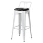 Industrial Style Metal Bar-stool Square Seat Counter Stool for Kitchen Bar White 1 Piece Bar Stool(30"H) Clearhalo 'Bar Furniture' 'Bar Stools' 'bar_stools' 'furn' 'furn_bar_stools' 'furniture_bar_stools' 'Kitchen & Dining Furniture' 'kitchen&dining_furn' 'kitchen' 'kitchen_furn' Furniture' 4620803