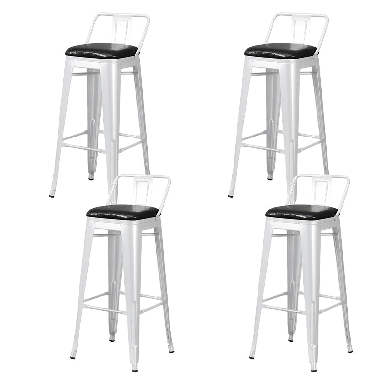 Industrial Style Metal Bar-stool Square Seat Counter Stool for Kitchen Bar White 4 Piece Set Bar Stool(30"H) Clearhalo 'Bar Furniture' 'Bar Stools' 'bar_stools' 'furn' 'furn_bar_stools' 'furniture_bar_stools' 'Kitchen & Dining Furniture' 'kitchen&dining_furn' 'kitchen' 'kitchen_furn' Furniture' 4620805