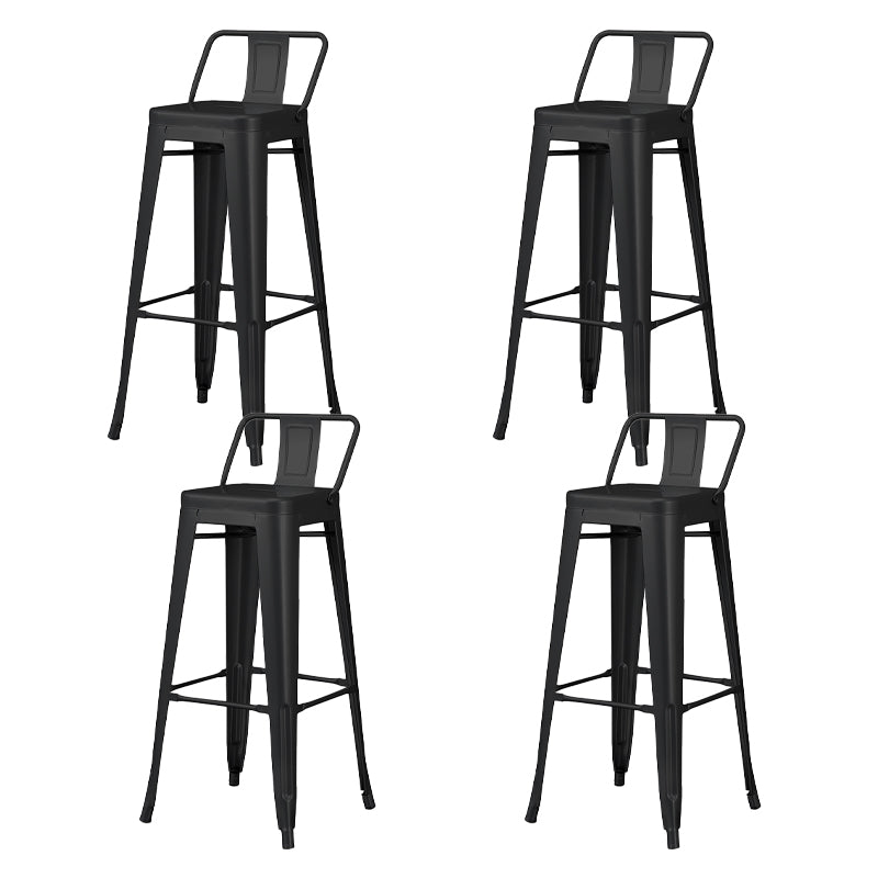 Industrial Style Metal Bar-stool Square Seat Counter Stool for Kitchen Bar Black 4 Piece Set Bar Stool(30"H) Clearhalo 'Bar Furniture' 'Bar Stools' 'bar_stools' 'furn' 'furn_bar_stools' 'furniture_bar_stools' 'Kitchen & Dining Furniture' 'kitchen&dining_furn' 'kitchen' 'kitchen_furn' Furniture' 4620808