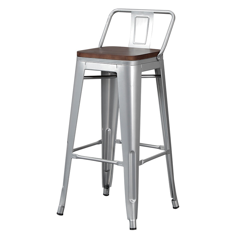 Industrial Style Metal Bar-stool Square Seat Counter Stool for Kitchen Bar Light Silver 1 Piece Bar Stool(30"H) Clearhalo 'Bar Furniture' 'Bar Stools' 'bar_stools' 'furn' 'furn_bar_stools' 'furniture_bar_stools' 'Kitchen & Dining Furniture' 'kitchen&dining_furn' 'kitchen' 'kitchen_furn' Furniture' 4620809