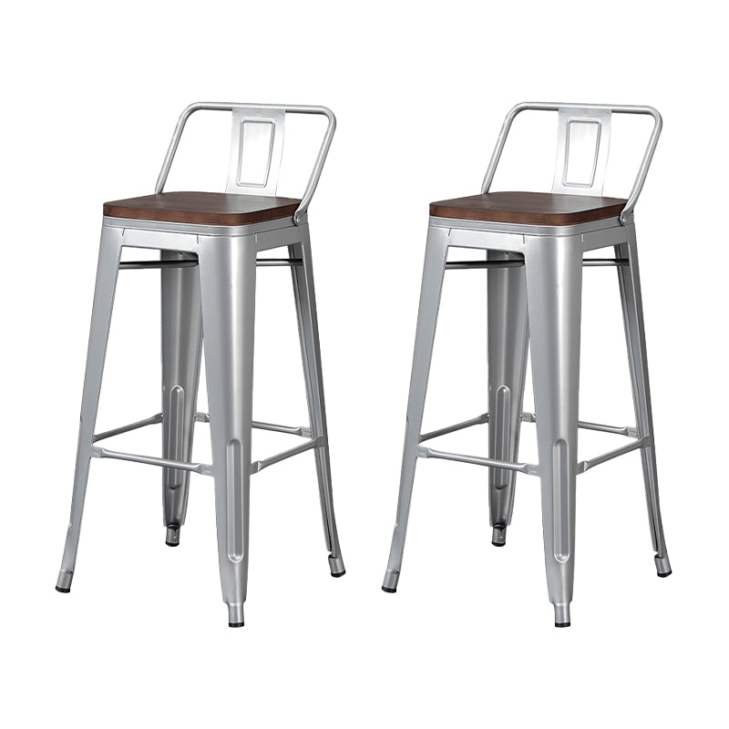 Industrial Style Metal Bar-stool Square Seat Counter Stool for Kitchen Bar Light Silver 2 Piece Set Bar Stool(30"H) Clearhalo 'Bar Furniture' 'Bar Stools' 'bar_stools' 'furn' 'furn_bar_stools' 'furniture_bar_stools' 'Kitchen & Dining Furniture' 'kitchen&dining_furn' 'kitchen' 'kitchen_furn' Furniture' 4620810