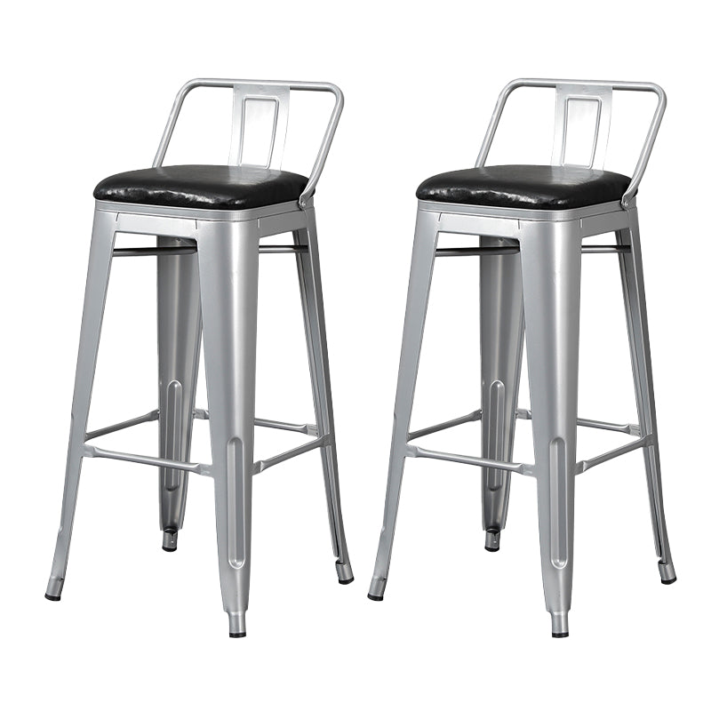 Industrial Style Metal Bar-stool Square Seat Counter Stool for Kitchen Bar Silver 2 Piece Set Bar Stool(30"H) Clearhalo 'Bar Furniture' 'Bar Stools' 'bar_stools' 'furn' 'furn_bar_stools' 'furniture_bar_stools' 'Kitchen & Dining Furniture' 'kitchen&dining_furn' 'kitchen' 'kitchen_furn' Furniture' 4620813