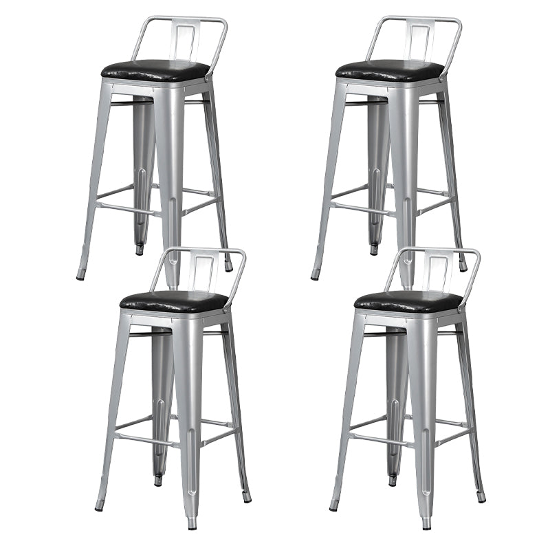 Industrial Style Metal Bar-stool Square Seat Counter Stool for Kitchen Bar Silver 4 Piece Set Bar Stool(30"H) Clearhalo 'Bar Furniture' 'Bar Stools' 'bar_stools' 'furn' 'furn_bar_stools' 'furniture_bar_stools' 'Kitchen & Dining Furniture' 'kitchen&dining_furn' 'kitchen' 'kitchen_furn' Furniture' 4620814