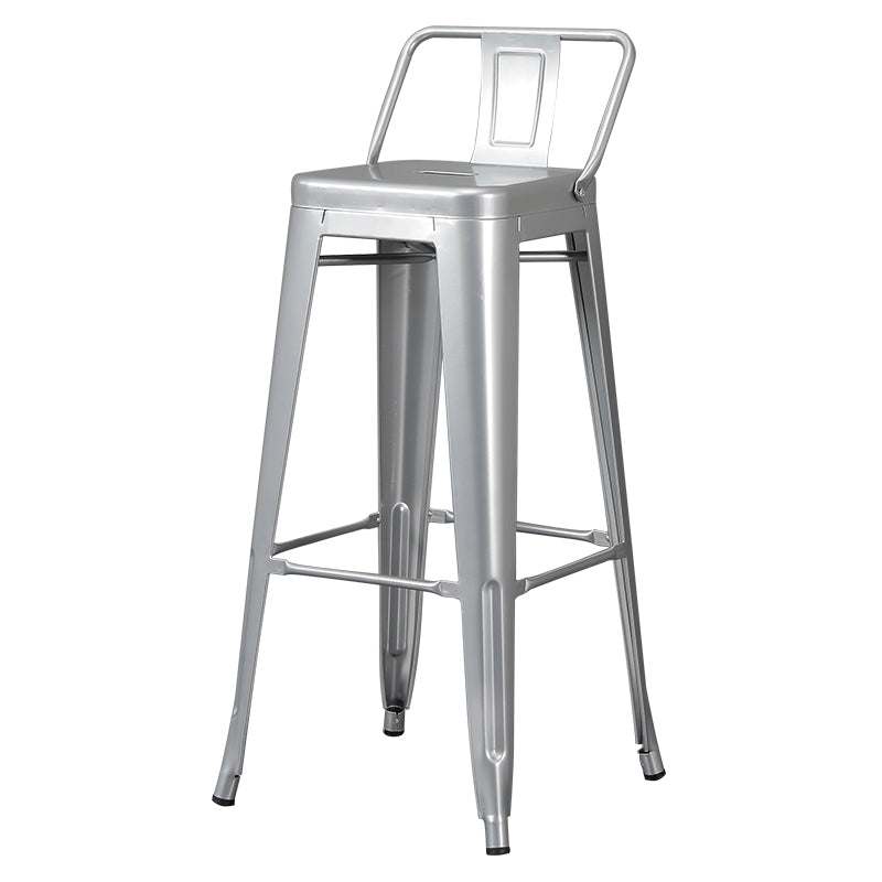 Industrial Style Metal Bar-stool Square Seat Counter Stool for Kitchen Bar Textured Silver 1 Piece Bar Stool(30"H) Clearhalo 'Bar Furniture' 'Bar Stools' 'bar_stools' 'furn' 'furn_bar_stools' 'furniture_bar_stools' 'Kitchen & Dining Furniture' 'kitchen&dining_furn' 'kitchen' 'kitchen_furn' Furniture' 4620815