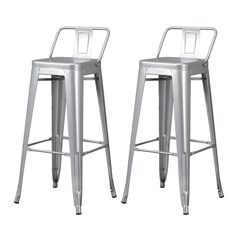 Industrial Style Metal Bar-stool Square Seat Counter Stool for Kitchen Bar Textured Silver 2 Piece Set Bar Stool(30"H) Clearhalo 'Bar Furniture' 'Bar Stools' 'bar_stools' 'furn' 'furn_bar_stools' 'furniture_bar_stools' 'Kitchen & Dining Furniture' 'kitchen&dining_furn' 'kitchen' 'kitchen_furn' Furniture' 4620816