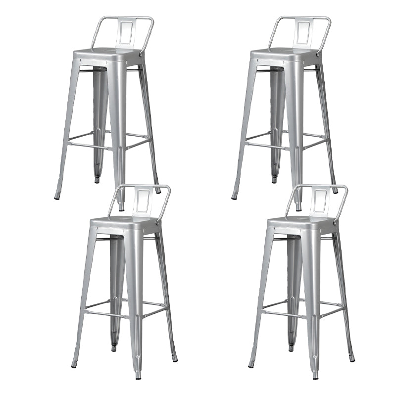 Industrial Style Metal Bar-stool Square Seat Counter Stool for Kitchen Bar Textured Silver 4 Piece Set Bar Stool(30"H) Clearhalo 'Bar Furniture' 'Bar Stools' 'bar_stools' 'furn' 'furn_bar_stools' 'furniture_bar_stools' 'Kitchen & Dining Furniture' 'kitchen&dining_furn' 'kitchen' 'kitchen_furn' Furniture' 4620817