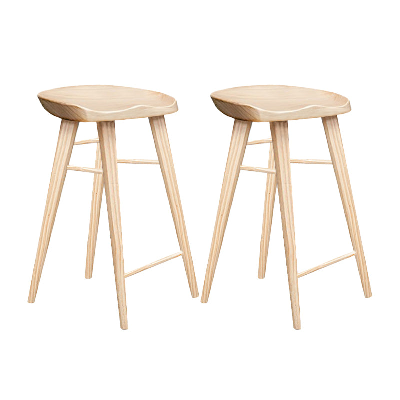 Modern Style Solid Wood Bar Stool with Footrest Living Room Bar Stool Wood 2 Piece Set Counter Stool(26"H) Clearhalo 'Bar Furniture' 'Bar Stools' 'bar_stools' 'furn' 'furn_bar_stools' 'furniture_bar_stools' 'Kitchen & Dining Furniture' 'kitchen&dining_furn' 'kitchen' 'kitchen_furn' Furniture' 4620843