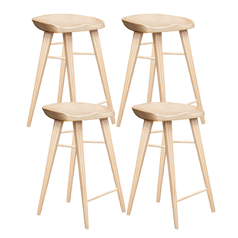 Modern Style Solid Wood Bar Stool with Footrest Living Room Bar Stool Wood 4 Piece Set Counter Stool(26"H) Clearhalo 'Bar Furniture' 'Bar Stools' 'bar_stools' 'furn' 'furn_bar_stools' 'furniture_bar_stools' 'Kitchen & Dining Furniture' 'kitchen&dining_furn' 'kitchen' 'kitchen_furn' Furniture' 4620845