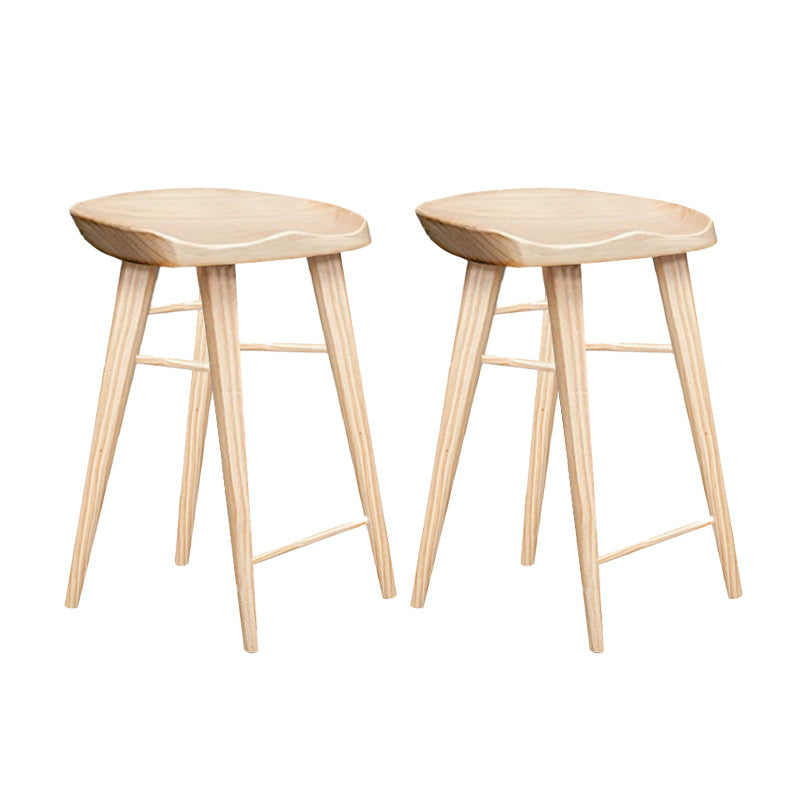Modern Style Solid Wood Bar Stool with Footrest Living Room Bar Stool Wood 2 Piece Set Short Stool(22"H) Clearhalo 'Bar Furniture' 'Bar Stools' 'bar_stools' 'furn' 'furn_bar_stools' 'furniture_bar_stools' 'Kitchen & Dining Furniture' 'kitchen&dining_furn' 'kitchen' 'kitchen_furn' Furniture' 4620848
