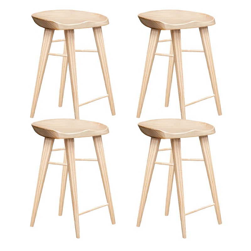 Modern Style Solid Wood Bar Stool with Footrest Living Room Bar Stool Wood 4 Piece Set Short Stool(22"H) Clearhalo 'Bar Furniture' 'Bar Stools' 'bar_stools' 'furn' 'furn_bar_stools' 'furniture_bar_stools' 'Kitchen & Dining Furniture' 'kitchen&dining_furn' 'kitchen' 'kitchen_furn' Furniture' 4620850