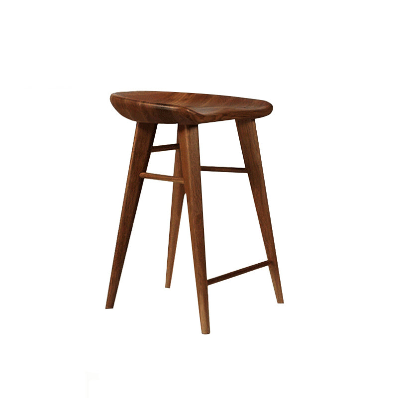 Modern Style Solid Wood Bar Stool with Footrest Living Room Bar Stool Walnut 1 Piece Short Stool(22"H) Clearhalo 'Bar Furniture' 'Bar Stools' 'bar_stools' 'furn' 'furn_bar_stools' 'furniture_bar_stools' 'Kitchen & Dining Furniture' 'kitchen&dining_furn' 'kitchen' 'kitchen_furn' Furniture' 4620856