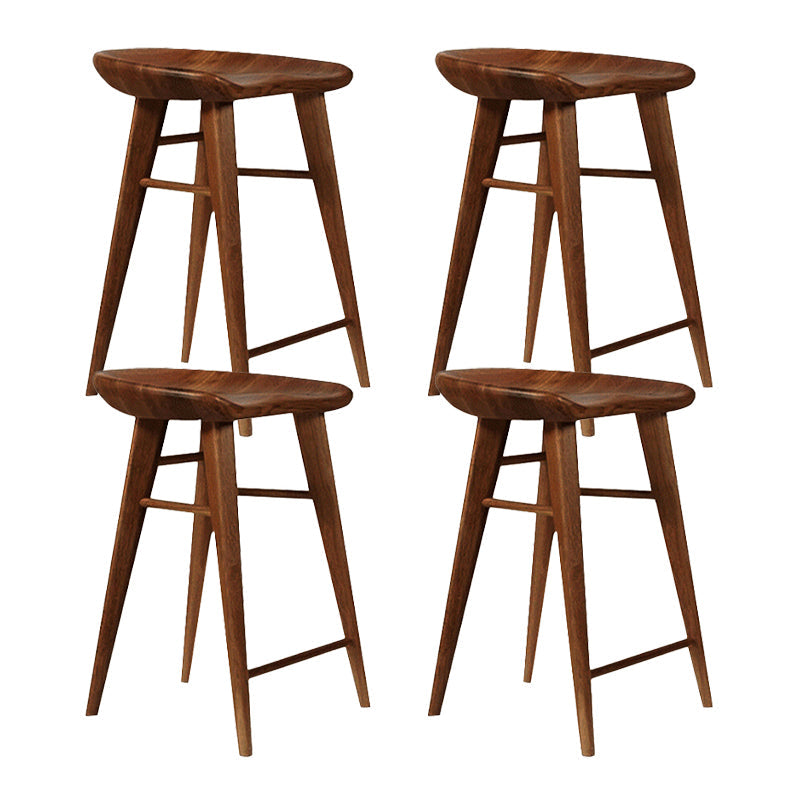 Modern Style Solid Wood Bar Stool with Footrest Living Room Bar Stool Walnut 4 Piece Set Short Stool(22"H) Clearhalo 'Bar Furniture' 'Bar Stools' 'bar_stools' 'furn' 'furn_bar_stools' 'furniture_bar_stools' 'Kitchen & Dining Furniture' 'kitchen&dining_furn' 'kitchen' 'kitchen_furn' Furniture' 4620858