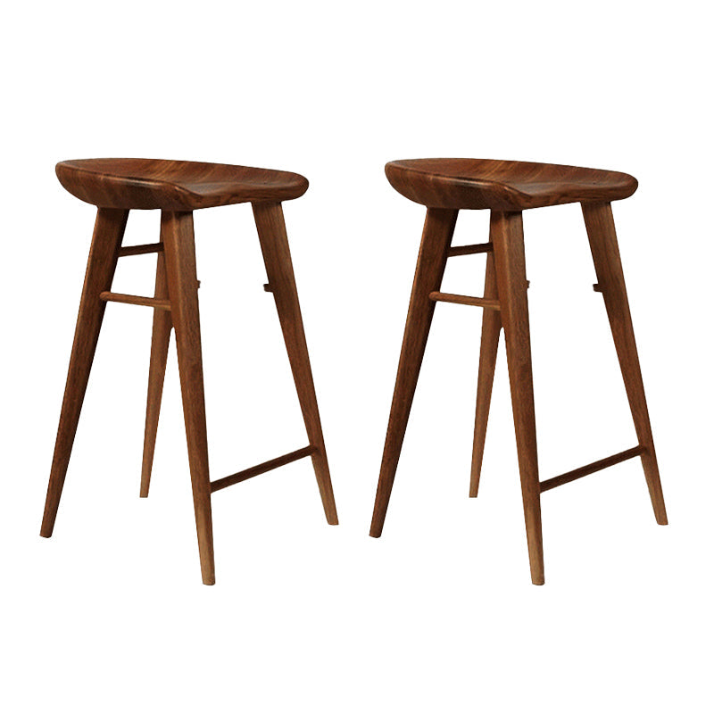 Modern Style Solid Wood Bar Stool with Footrest Living Room Bar Stool Walnut 2 Piece Set Counter Stool(26"H) Clearhalo 'Bar Furniture' 'Bar Stools' 'bar_stools' 'furn' 'furn_bar_stools' 'furniture_bar_stools' 'Kitchen & Dining Furniture' 'kitchen&dining_furn' 'kitchen' 'kitchen_furn' Furniture' 4620860