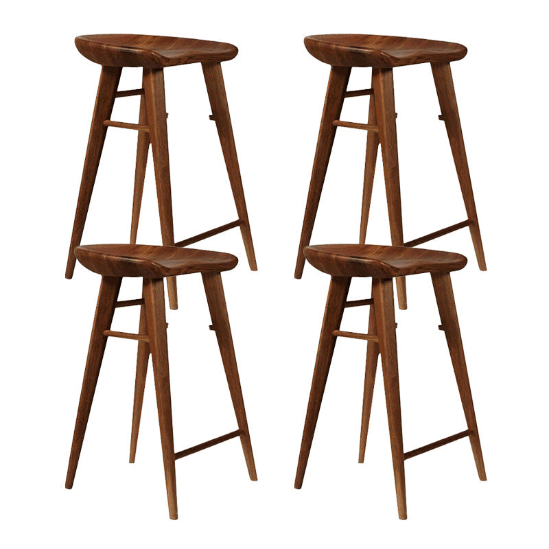 Modern Style Solid Wood Bar Stool with Footrest Living Room Bar Stool Walnut 4 Piece Set Counter Stool(26"H) Clearhalo 'Bar Furniture' 'Bar Stools' 'bar_stools' 'furn' 'furn_bar_stools' 'furniture_bar_stools' 'Kitchen & Dining Furniture' 'kitchen&dining_furn' 'kitchen' 'kitchen_furn' Furniture' 4620861