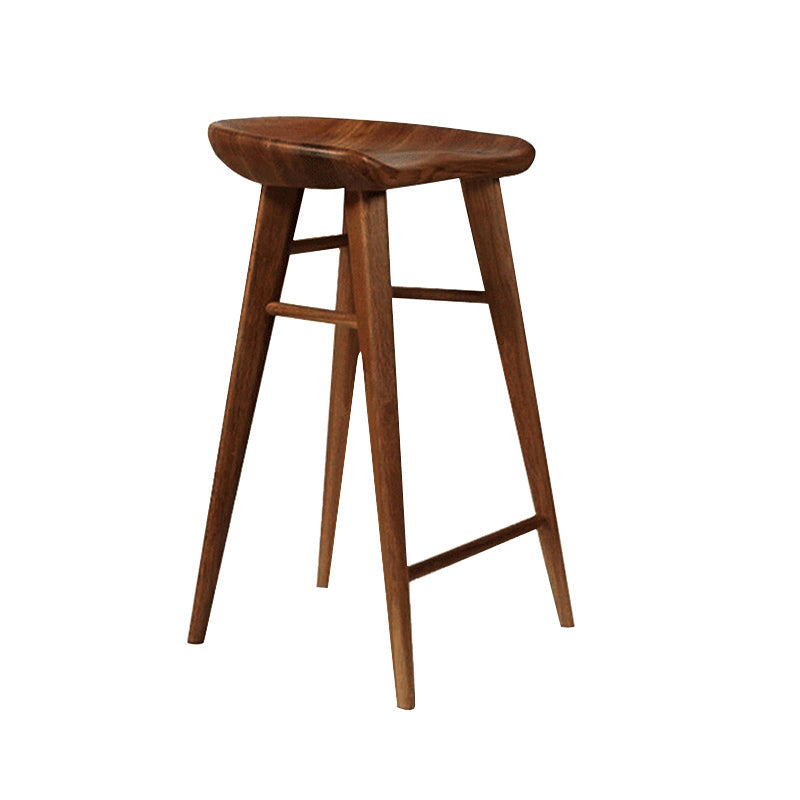 Modern Style Solid Wood Bar Stool with Footrest Living Room Bar Stool Walnut 1 Piece Bar Stool(30"H) Clearhalo 'Bar Furniture' 'Bar Stools' 'bar_stools' 'furn' 'furn_bar_stools' 'furniture_bar_stools' 'Kitchen & Dining Furniture' 'kitchen&dining_furn' 'kitchen' 'kitchen_furn' Furniture' 4620862