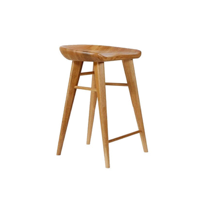 Modern Style Solid Wood Bar Stool with Footrest Living Room Bar Stool Brown 1 Piece Short Stool(22"H) Clearhalo 'Bar Furniture' 'Bar Stools' 'bar_stools' 'furn' 'furn_bar_stools' 'furniture_bar_stools' 'Kitchen & Dining Furniture' 'kitchen&dining_furn' 'kitchen' 'kitchen_furn' Furniture' 4620865