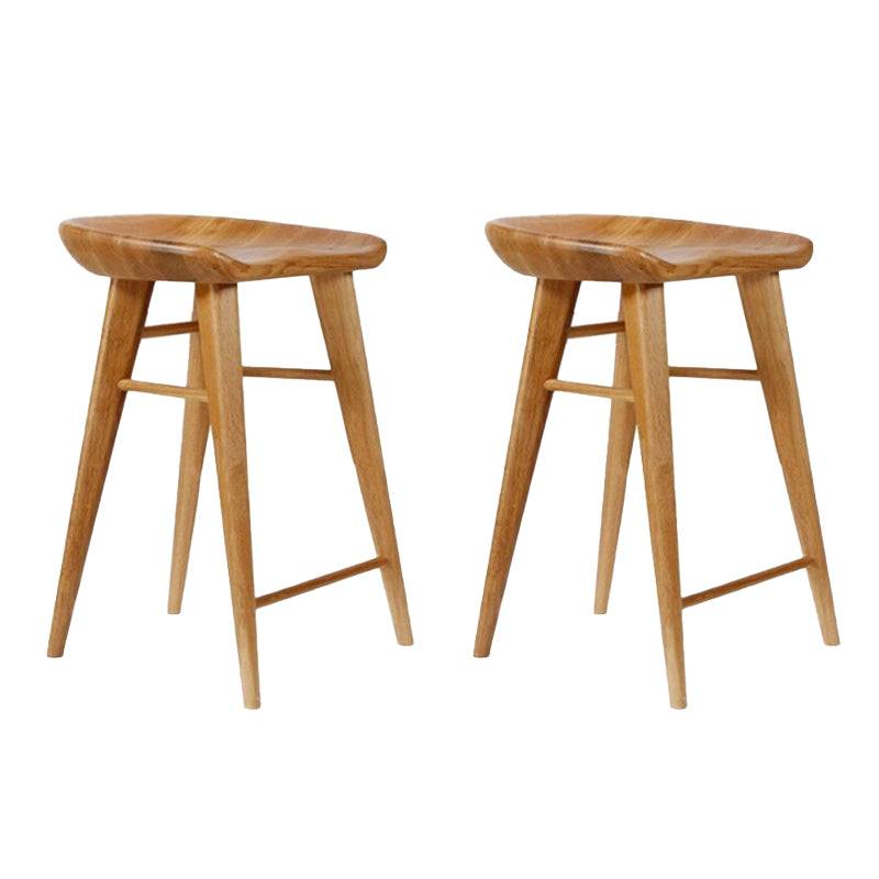 Modern Style Solid Wood Bar Stool with Footrest Living Room Bar Stool Brown 2 Piece Set Short Stool(22"H) Clearhalo 'Bar Furniture' 'Bar Stools' 'bar_stools' 'furn' 'furn_bar_stools' 'furniture_bar_stools' 'Kitchen & Dining Furniture' 'kitchen&dining_furn' 'kitchen' 'kitchen_furn' Furniture' 4620866