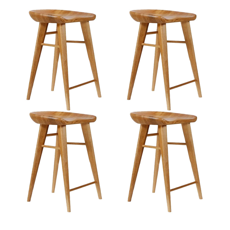 Modern Style Solid Wood Bar Stool with Footrest Living Room Bar Stool Brown 4 Piece Set Short Stool(22"H) Clearhalo 'Bar Furniture' 'Bar Stools' 'bar_stools' 'furn' 'furn_bar_stools' 'furniture_bar_stools' 'Kitchen & Dining Furniture' 'kitchen&dining_furn' 'kitchen' 'kitchen_furn' Furniture' 4620867