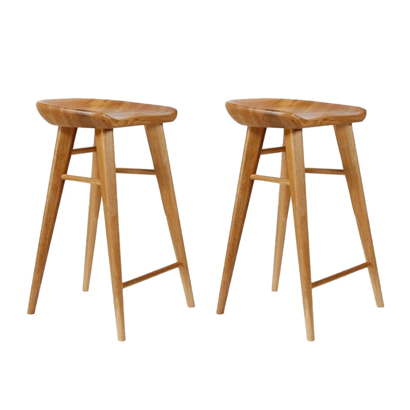 Modern Style Solid Wood Bar Stool with Footrest Living Room Bar Stool Brown 2 Piece Set Counter Stool(26"H) Clearhalo 'Bar Furniture' 'Bar Stools' 'bar_stools' 'furn' 'furn_bar_stools' 'furniture_bar_stools' 'Kitchen & Dining Furniture' 'kitchen&dining_furn' 'kitchen' 'kitchen_furn' Furniture' 4620869