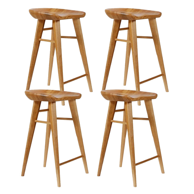 Modern Style Solid Wood Bar Stool with Footrest Living Room Bar Stool Brown 4 Piece Set Counter Stool(26"H) Clearhalo 'Bar Furniture' 'Bar Stools' 'bar_stools' 'furn' 'furn_bar_stools' 'furniture_bar_stools' 'Kitchen & Dining Furniture' 'kitchen&dining_furn' 'kitchen' 'kitchen_furn' Furniture' 4620870