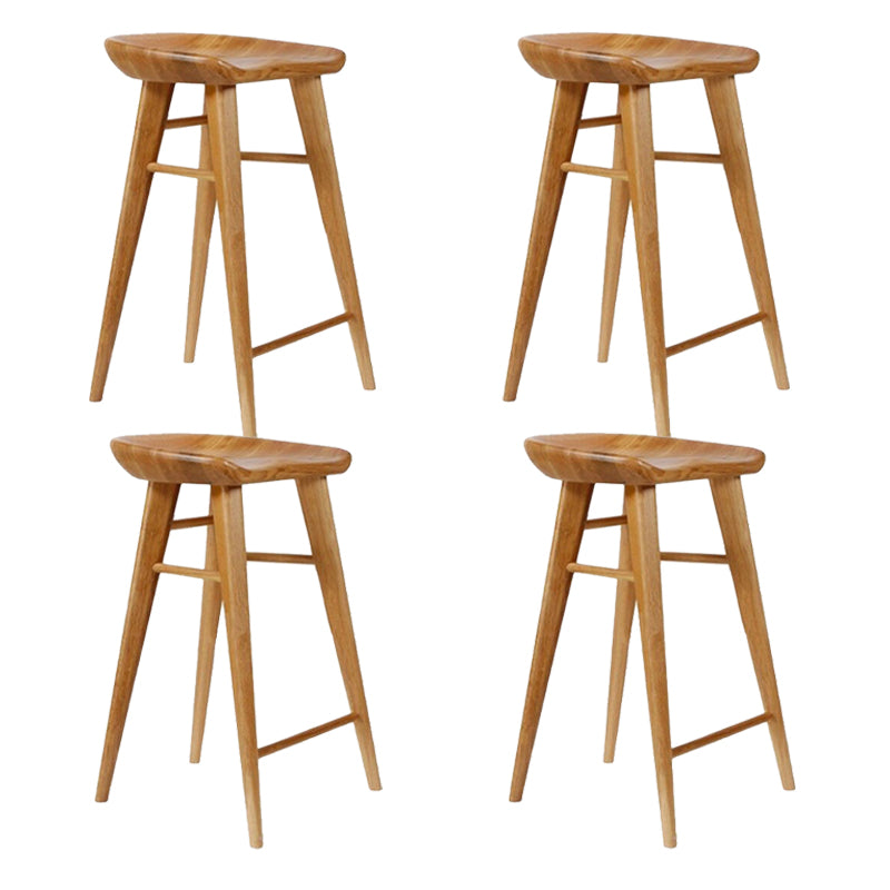 Modern Style Solid Wood Bar Stool with Footrest Living Room Bar Stool Brown 4 Piece Set Bar Stool(30"H) Clearhalo 'Bar Furniture' 'Bar Stools' 'bar_stools' 'furn' 'furn_bar_stools' 'furniture_bar_stools' 'Kitchen & Dining Furniture' 'kitchen&dining_furn' 'kitchen' 'kitchen_furn' Furniture' 4620873