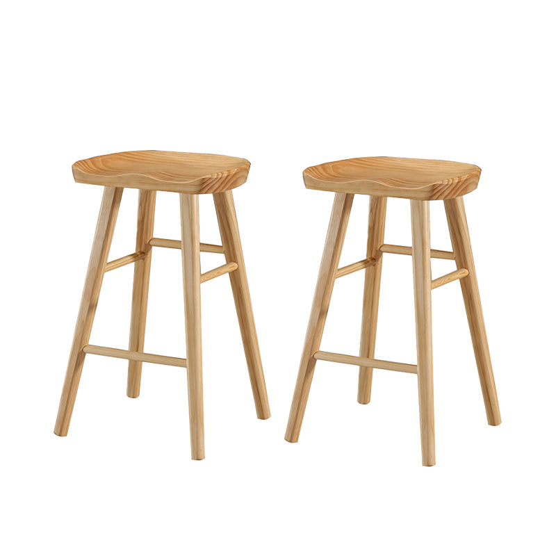 Industrial Style Wooden Bar-stool Saddle Seat Counter Stool for Kitchen Bar Wood 2 Piece Set Counter Stool(26"H) Clearhalo 'Bar Furniture' 'Bar Stools' 'bar_stools' 'furn' 'furn_bar_stools' 'furniture_bar_stools' 'Kitchen & Dining Furniture' 'kitchen&dining_furn' 'kitchen' 'kitchen_furn' Furniture' 4620880