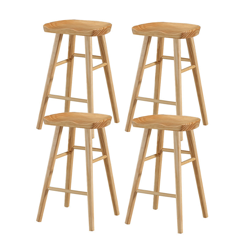 Industrial Style Wooden Bar-stool Saddle Seat Counter Stool for Kitchen Bar Wood 4 Piece Set Counter Stool(26"H) Clearhalo 'Bar Furniture' 'Bar Stools' 'bar_stools' 'furn' 'furn_bar_stools' 'furniture_bar_stools' 'Kitchen & Dining Furniture' 'kitchen&dining_furn' 'kitchen' 'kitchen_furn' Furniture' 4620882