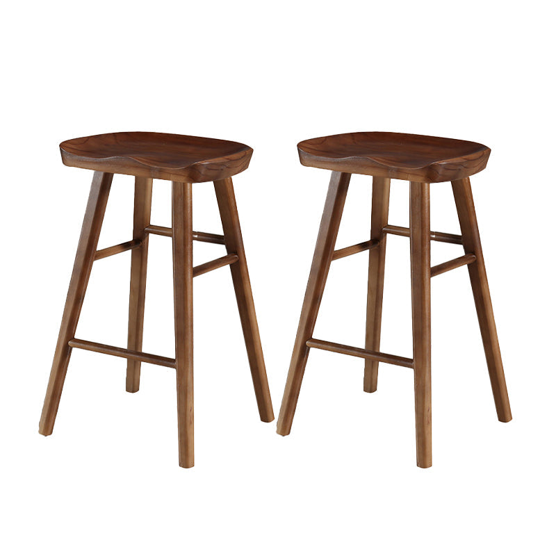 Industrial Style Wooden Bar-stool Saddle Seat Counter Stool for Kitchen Bar Walnut 2 Piece Set Counter Stool(26"H) Clearhalo 'Bar Furniture' 'Bar Stools' 'bar_stools' 'furn' 'furn_bar_stools' 'furniture_bar_stools' 'Kitchen & Dining Furniture' 'kitchen&dining_furn' 'kitchen' 'kitchen_furn' Furniture' 4620885