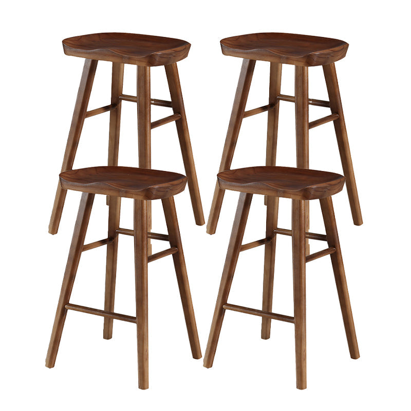 Industrial Style Wooden Bar-stool Saddle Seat Counter Stool for Kitchen Bar Walnut 4 Piece Set Counter Stool(26"H) Clearhalo 'Bar Furniture' 'Bar Stools' 'bar_stools' 'furn' 'furn_bar_stools' 'furniture_bar_stools' 'Kitchen & Dining Furniture' 'kitchen&dining_furn' 'kitchen' 'kitchen_furn' Furniture' 4620888