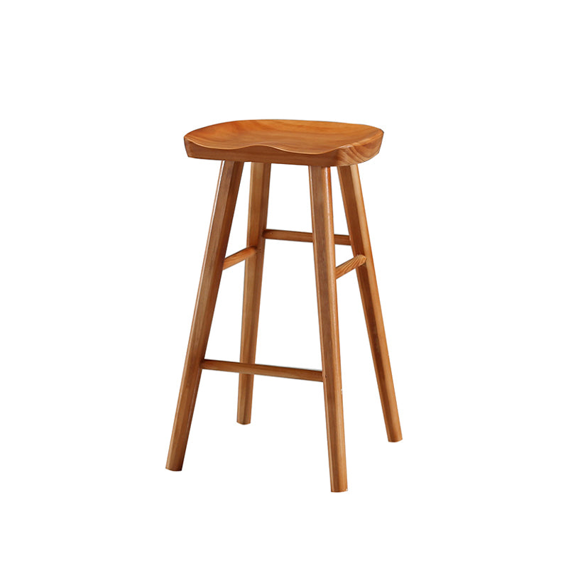 Industrial Style Wooden Bar-stool Saddle Seat Counter Stool for Kitchen Bar Distressed Wood 1 Piece Counter Stool(26"H) Clearhalo 'Bar Furniture' 'Bar Stools' 'bar_stools' 'furn' 'furn_bar_stools' 'furniture_bar_stools' 'Kitchen & Dining Furniture' 'kitchen&dining_furn' 'kitchen' 'kitchen_furn' Furniture' 4620889