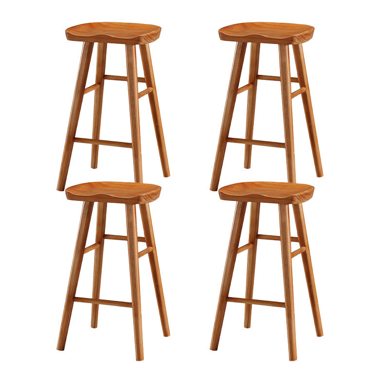 Industrial Style Wooden Bar-stool Saddle Seat Counter Stool for Kitchen Bar Distressed Wood 4 Piece Set Counter Stool(26"H) Clearhalo 'Bar Furniture' 'Bar Stools' 'bar_stools' 'furn' 'furn_bar_stools' 'furniture_bar_stools' 'Kitchen & Dining Furniture' 'kitchen&dining_furn' 'kitchen' 'kitchen_furn' Furniture' 4620893