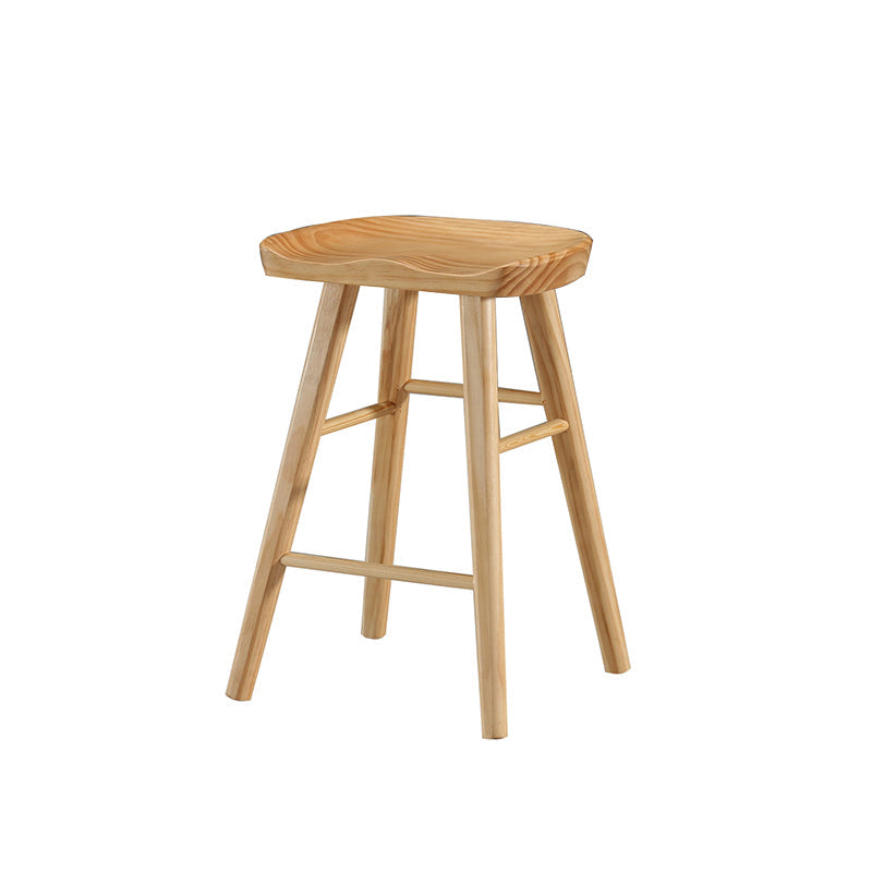 Industrial Style Wooden Bar-stool Saddle Seat Counter Stool for Kitchen Bar Wood 1 Piece Short Stool(22"H) Clearhalo 'Bar Furniture' 'Bar Stools' 'bar_stools' 'furn' 'furn_bar_stools' 'furniture_bar_stools' 'Kitchen & Dining Furniture' 'kitchen&dining_furn' 'kitchen' 'kitchen_furn' Furniture' 4620895