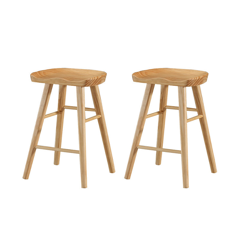 Industrial Style Wooden Bar-stool Saddle Seat Counter Stool for Kitchen Bar Wood 2 Piece Set Short Stool(22"H) Clearhalo 'Bar Furniture' 'Bar Stools' 'bar_stools' 'furn' 'furn_bar_stools' 'furniture_bar_stools' 'Kitchen & Dining Furniture' 'kitchen&dining_furn' 'kitchen' 'kitchen_furn' Furniture' 4620897