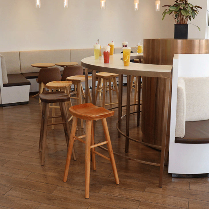 Industrial Style Wooden Bar-stool Saddle Seat Counter Stool for Kitchen Bar Clearhalo 'Bar Furniture' 'Bar Stools' 'bar_stools' 'furn' 'furn_bar_stools' 'furniture_bar_stools' 'Kitchen & Dining Furniture' 'kitchen&dining_furn' 'kitchen' 'kitchen_furn' Furniture' 4620898