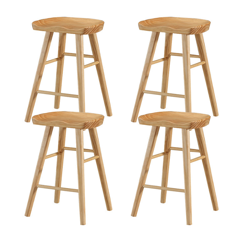 Industrial Style Wooden Bar-stool Saddle Seat Counter Stool for Kitchen Bar Wood 4 Piece Set Short Stool(22"H) Clearhalo 'Bar Furniture' 'Bar Stools' 'bar_stools' 'furn' 'furn_bar_stools' 'furniture_bar_stools' 'Kitchen & Dining Furniture' 'kitchen&dining_furn' 'kitchen' 'kitchen_furn' Furniture' 4620900