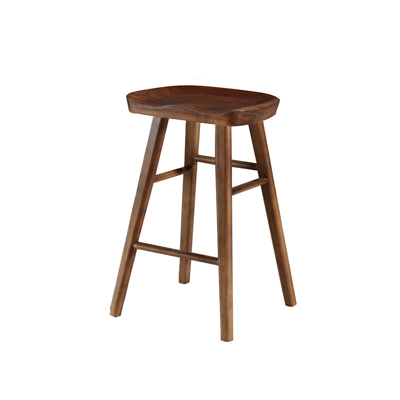 Industrial Style Wooden Bar-stool Saddle Seat Counter Stool for Kitchen Bar Walnut 1 Piece Short Stool(22"H) Clearhalo 'Bar Furniture' 'Bar Stools' 'bar_stools' 'furn' 'furn_bar_stools' 'furniture_bar_stools' 'Kitchen & Dining Furniture' 'kitchen&dining_furn' 'kitchen' 'kitchen_furn' Furniture' 4620902