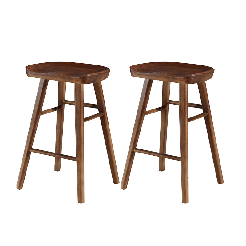Industrial Style Wooden Bar-stool Saddle Seat Counter Stool for Kitchen Bar Walnut 2 Piece Set Short Stool(22"H) Clearhalo 'Bar Furniture' 'Bar Stools' 'bar_stools' 'furn' 'furn_bar_stools' 'furniture_bar_stools' 'Kitchen & Dining Furniture' 'kitchen&dining_furn' 'kitchen' 'kitchen_furn' Furniture' 4620904