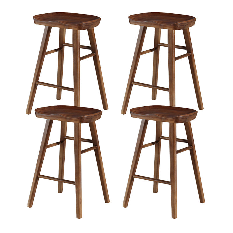 Industrial Style Wooden Bar-stool Saddle Seat Counter Stool for Kitchen Bar Walnut 4 Piece Set Short Stool(22"H) Clearhalo 'Bar Furniture' 'Bar Stools' 'bar_stools' 'furn' 'furn_bar_stools' 'furniture_bar_stools' 'Kitchen & Dining Furniture' 'kitchen&dining_furn' 'kitchen' 'kitchen_furn' Furniture' 4620905