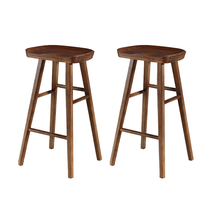 Industrial Style Wooden Bar-stool Saddle Seat Counter Stool for Kitchen Bar Walnut 2 Piece Set Bar Stool(30"H) Clearhalo 'Bar Furniture' 'Bar Stools' 'bar_stools' 'furn' 'furn_bar_stools' 'furniture_bar_stools' 'Kitchen & Dining Furniture' 'kitchen&dining_furn' 'kitchen' 'kitchen_furn' Furniture' 4620907