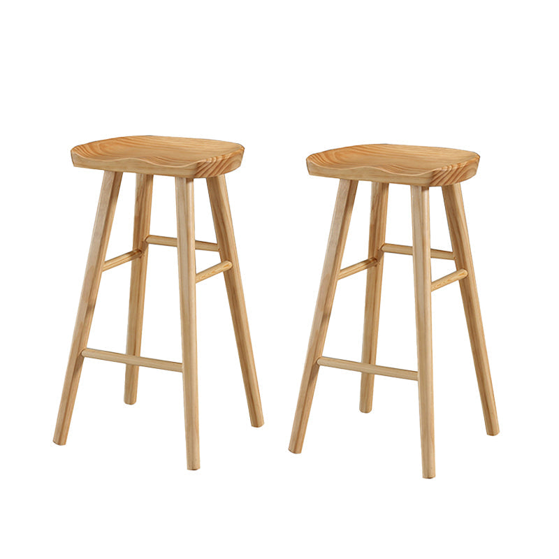 Industrial Style Wooden Bar-stool Saddle Seat Counter Stool for Kitchen Bar Wood 2 Piece Set Bar Stool(30"H) Clearhalo 'Bar Furniture' 'Bar Stools' 'bar_stools' 'furn' 'furn_bar_stools' 'furniture_bar_stools' 'Kitchen & Dining Furniture' 'kitchen&dining_furn' 'kitchen' 'kitchen_furn' Furniture' 4620910